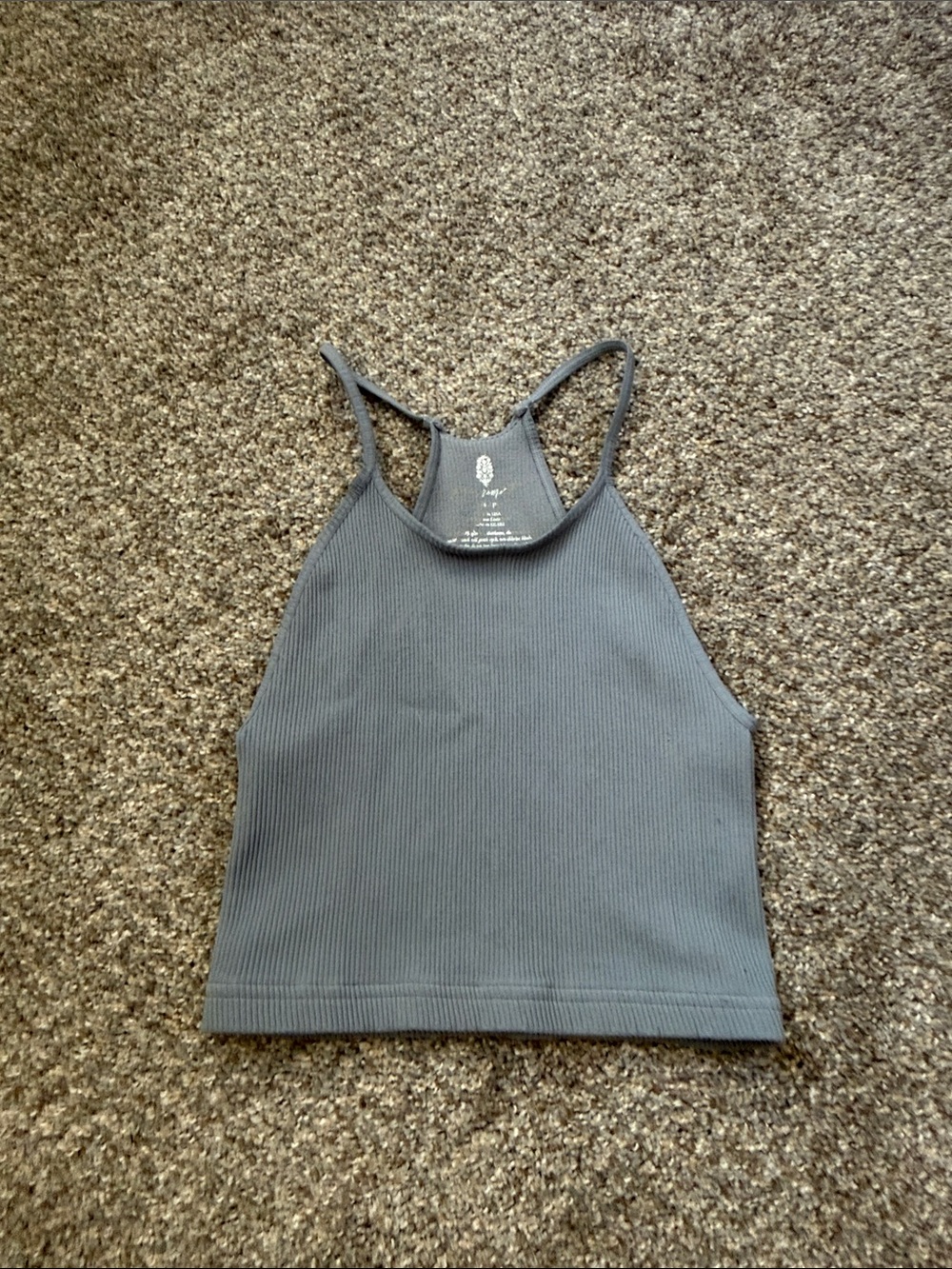 FP Movement by Free People Happiness Runs Ribbed Crop Tank in Blue Gray